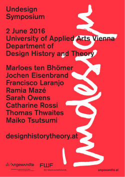 Undesign Symposium 2 June 2016 University of Applied Arts