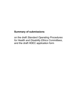 Feedback on draft SOPs for HDECs - Health and Disability Ethics