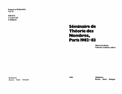 Sbminaire de Theorie des Nombres,