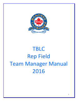 TBLC Rep Field Team Manager Manual 2016