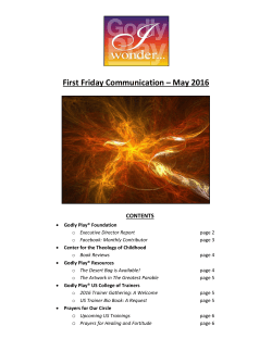 First Friday Communication &ndash; May 2016