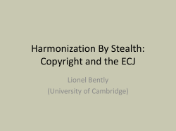 Harmonization By Stealth: The Role of the ECJ