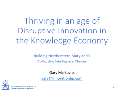 Building Northeast Maryland`s Collective Intelligence Cluster