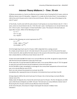 Interest Theory Midterm 1 &ndash; Time: 70 min