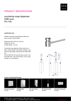 PRODUCT SPECIFICATION countertop soap dispenser ONE pure