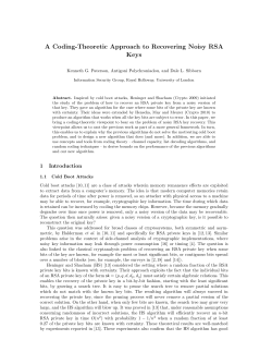 A Coding-Theoretic Approach to Recovering Noisy RSA Keys