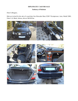 DIPLOMATIC CAR FOR SALE Embassy of Pakistan Dear