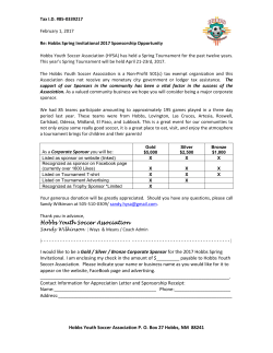Hobbs Youth Soccer Association P. O. Box 27 Hobbs, NM 88241