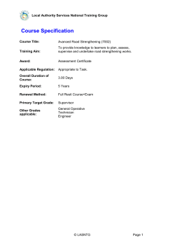 Course Specification - Water Services Training Group