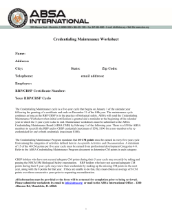 Credentialing Maintenance Worksheets