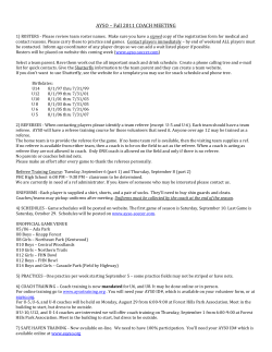 COACH`S CHECK LIST PRIOR TO YOUR FIRST GAME: