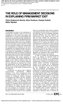 the role of management decisions in explaining firm market exit