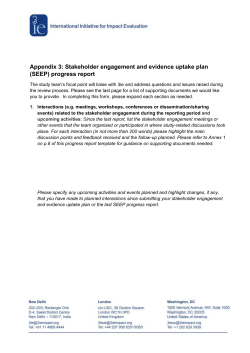 SEEP progress report - International Initiative for Impact Evaluation