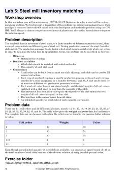 Lab 5: Steel mill inventory matching