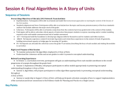 Progression of Algorithms Facilitator`s Guide
