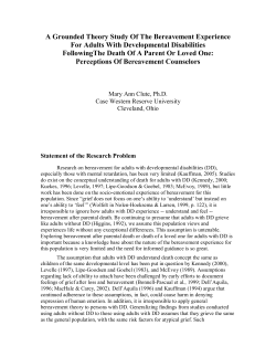 A Grounded Theory Study Of The Bereavement Experience For