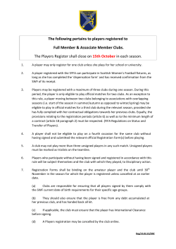 The following pertains to players registered to Full Member