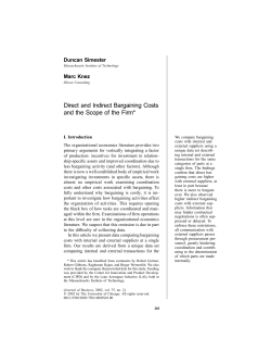 Direct and Indirect Bargaining Costs and the Scope of the Firm*