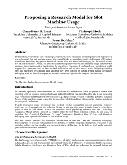 Proposing a Research Model for Slot Machine Usage