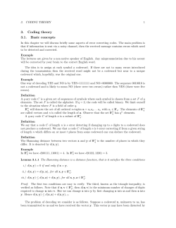 3. Coding theory 3.1. Basic concepts