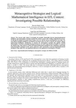 Metacognitive Strategies and Logical/ Mathematical Intelligence in