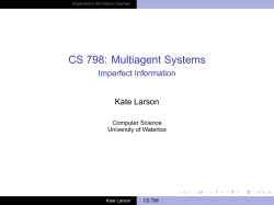 CS 798: Multiagent Systems