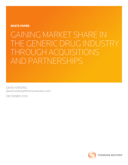 Gaining Market Share in The Generic Drug Industry Through