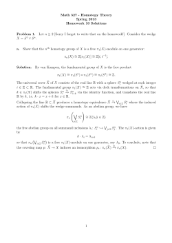 Math 527 - Homotopy Theory Spring 2013 Homework 10 Solutions