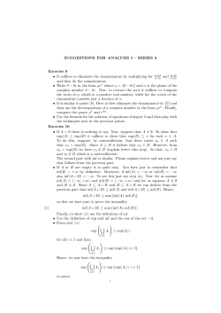 SUGGESTIONS FOR ANALYSIS I - SERIES 3 Exercise 9 &bull; It suffices