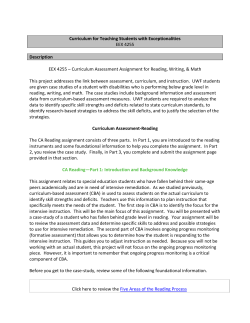 EEX 4255: Curriculum Assessment for Reading Competency Rubric