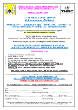 Entry Form - Tweed Heads Bowls Club
