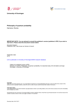 University of Groningen Philosophy of quantum probability Hermens