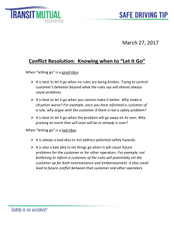 March 27, 2017 Conflict Resolution: Knowing when to &ldquo;Let it Go&rdquo;