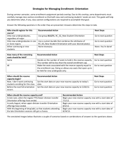 Strategies for Managing Enrollment: Orientation