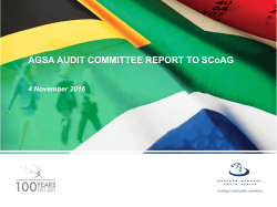 AGSA AUDIT COMMITTEE REPORT TO SCoAG 4 November 2016