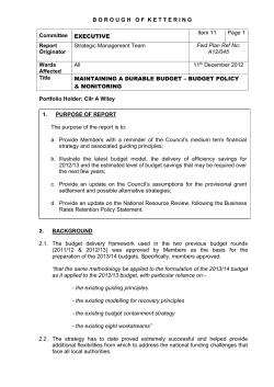 11 Budget Process - Kettering Borough Council