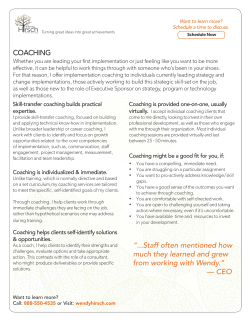 COACHING &ldquo;...Staff often mentioned how much they learned and