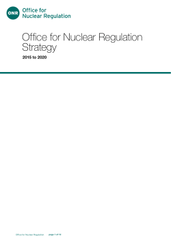 ONR Strategy - 2015 to 2020 - Office for Nuclear Regulation