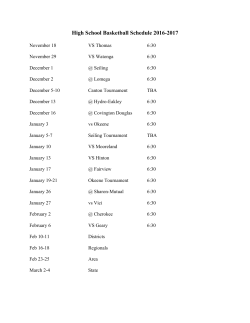 High School Basketball Schedule 2016-2017