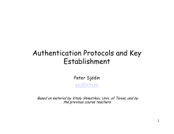 Authentication Protocols and Key Establishment - CSC