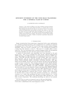 EFFICIENT INVERSION OF THE CONE BEAM TRANSFORM