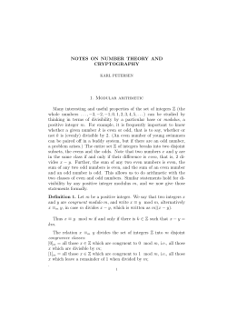 Notes on Number Theory and Cryptography