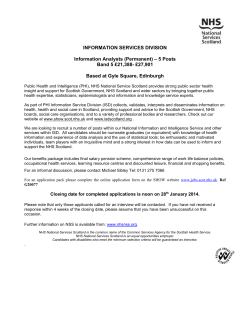 common services agency - NHS Scotland Recruitment
