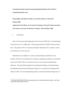 Creating innovation networks among manufacturing firms