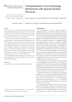 Characterization of Ion Exchange Membranes with Special Surface
