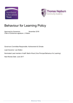 Behaviour for Learning