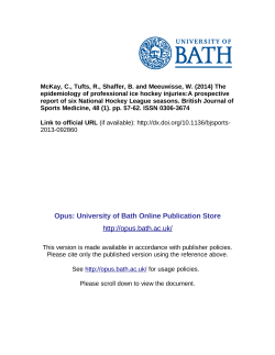 The epidemiology of professional ice hockey injuries: A