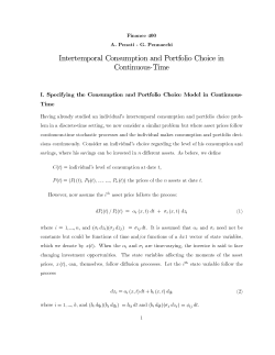 Intertemporal Consumption and Portfolio Choice in Continuous-Time