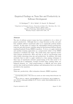 Empirical Findings on Team Size and Productivity in Software