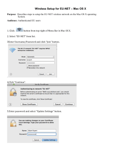 Wireless Setup for EU